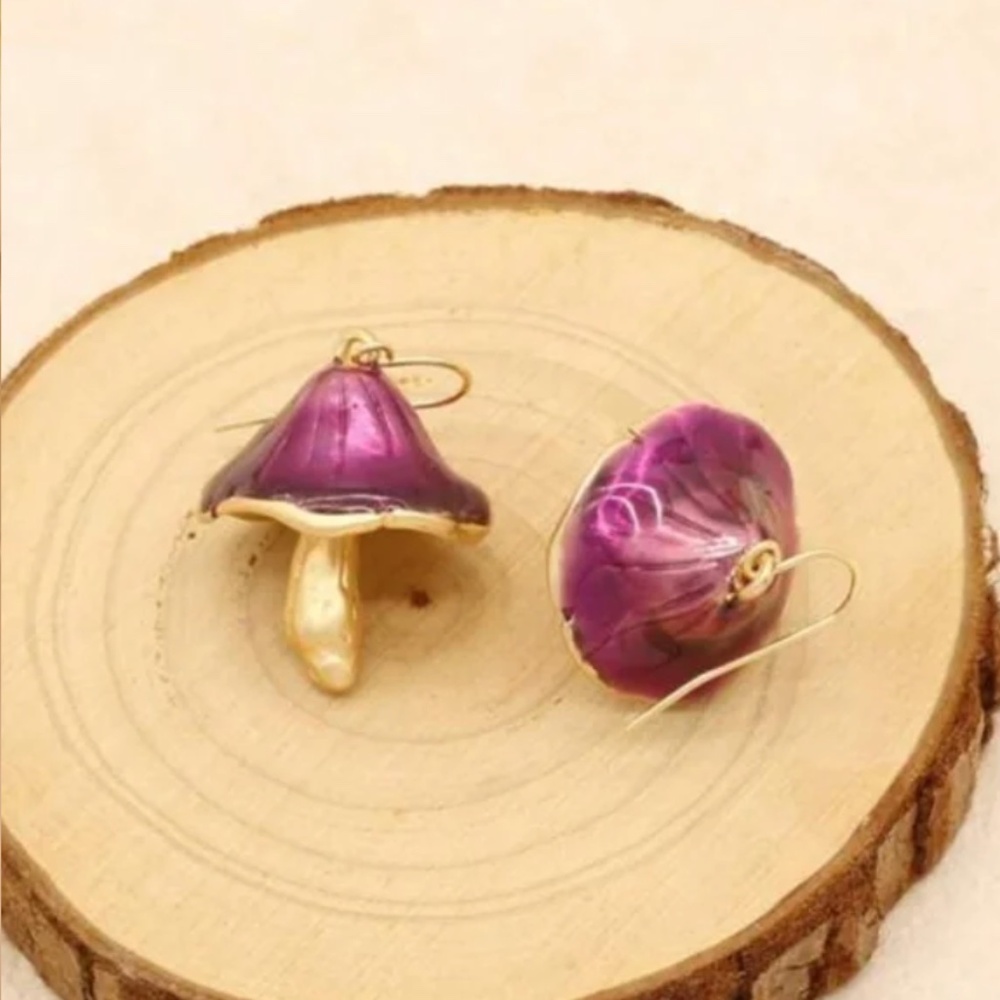 💍 FREE Mushroom Plant Hipster Hippie Art Flower Hip Artsy Chic Drop Earrings